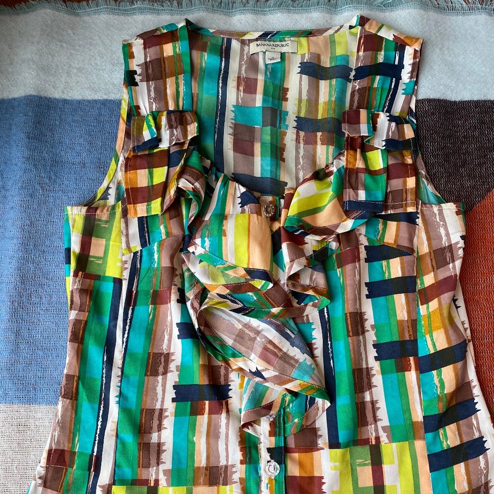 Banana Republic Brushstroke Blouse Sz S